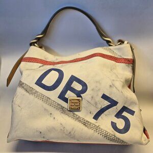 Dooney & Bourke Vintage Y2K Canvas DB 75 Printed Tote Handbag